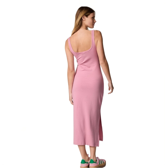 Victoria’s Secret PINK All-Day Soft Rib Bodycon Midi Dress Cameo Pink/Large NWT - Picture 3 of 4